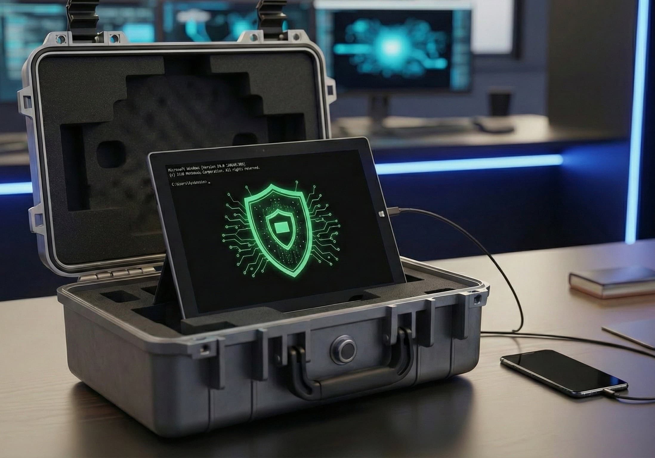Specialista di Arcadia Company che esegue una bonifica informatica forense su un server aziendale infetto da malware