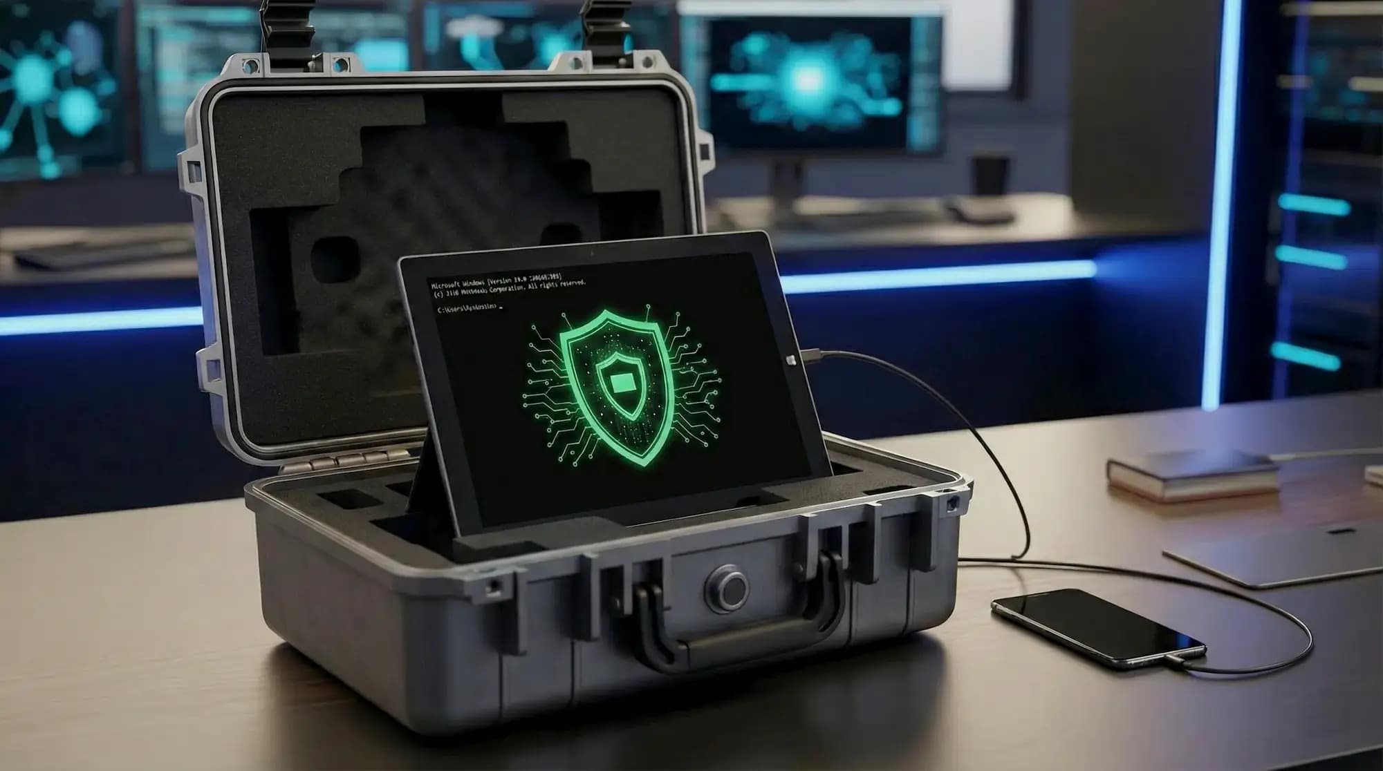 Tecnico durante una bonifica elettronica professionale
